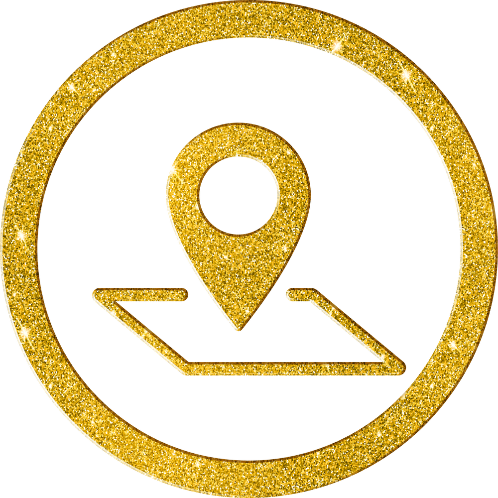 Golden Glitter Location Map Pin Icon